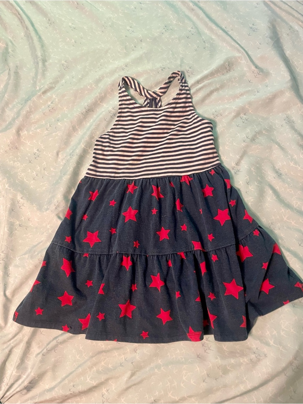 Old Navy Navy & Red Star Tiered Cotton Dress